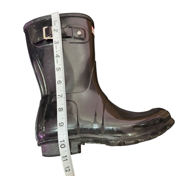 Hunter Original Short Gloss Women's Rubber Short Boots Black Size 6 - Picture 8 of 9